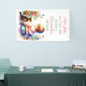 Kleine Meisje en Kitten | BABY SHOWER WATERVERF Spandoek (Beurs)