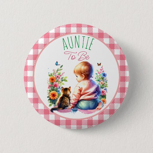 Kleine Meisje en Kitten | Tante om Baby shower te  Ronde Button 5,7 Cm (Voorkant)
