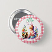 Kleine Meisje en Kitten | Tante om Baby shower te  Ronde Button 5,7 Cm (Voorkant /achterkant)