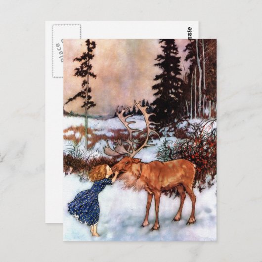 Kleine Meisje en Moose Briefkaart (Voorkant / Achterkant)