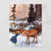 Kleine Meisje en Moose Briefkaart (Voorkant)