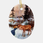 Kleine Meisje en Moose Keramisch Ornament (Achterkant)