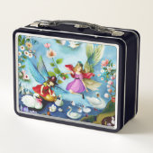 Kleine meisje feeën voeden van de zwanen (Achterkant)