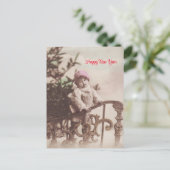 Kleine Meisje Gelukkig Nieuwjaar Groeten  Briefkaart (Staand voorkant)