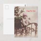 Kleine Meisje Gelukkig Nieuwjaar Groeten  Briefkaart (Voorkant / Achterkant)