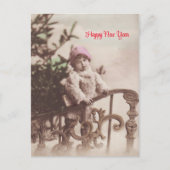 Kleine Meisje Gelukkig Nieuwjaar Groeten  Briefkaart (Voorkant)