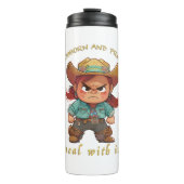 Kleine Meisje Hardnekkig Deal Met Het Schattig Sch Thermosbeker (Voorkant)