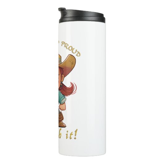 Kleine Meisje Hardnekkig Deal Met Het Schattig Sch Thermosbeker (Geroteerd rechts)