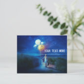 Kleine Meisje Holding Planet Ballons Briefkaart (Staand voorkant)