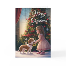 Kleine Meisje & Hond-Liefde & Vriendschap Kerstmis