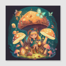 Kleine meisje in paddenstoelen