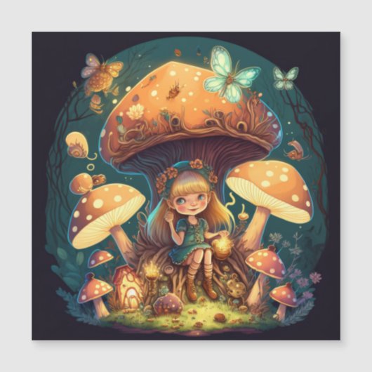 Kleine meisje in paddenstoelen (Voorkant)