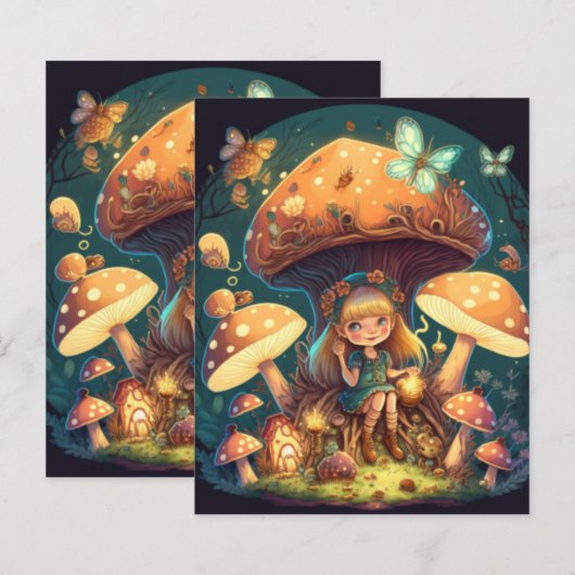 Kleine meisje in paddenstoelen (Voorkant / Achterkant)