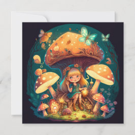 Kleine meisje in paddenstoelen