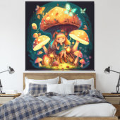 Kleine meisje in paddenstoelen canvas afdruk (Insitu (Slaapkamer))