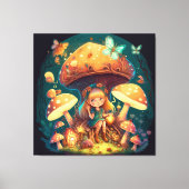 Kleine meisje in paddenstoelen canvas afdruk (Voorkant)