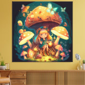 Kleine meisje in paddenstoelen canvas afdruk (Insitu (Woonkamer))