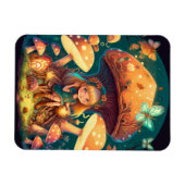 Kleine meisje in paddenstoelen magneet (Horizontaal)