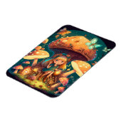 Kleine meisje in paddenstoelen magneet (Linkerzijde)