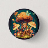 Kleine meisje in paddenstoelen ronde button 3,2 cm (Voorkant)