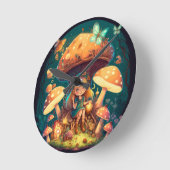 Kleine meisje in paddenstoelen ronde klok (Hoek)