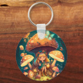 Kleine meisje in paddenstoelen sleutelhanger (Voorkant)