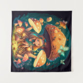 Kleine meisje in paddenstoelen wandkleed (Voorkant (horizontaal))