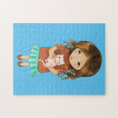 KLEINE MEISJE MET CAT ART JIGSAW PUZZLE LEGPUZZEL (Horizontaal)