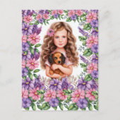 Kleine Meisje met Dachshund Puppy Briefkaart (Voorkant)
