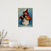 Kleine meisje met haar zwarte kat poster (Keuken)