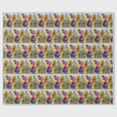 Kleine Meisje Met Zonnebloem Cadeaupapier (Vlak)