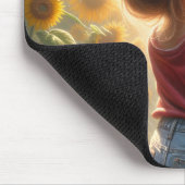 Kleine Meisje Met Zonnebloem Glow Muismat (Hoek)