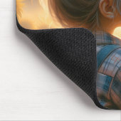 Kleine Meisje Met Zonnebloem Muismat (Hoek)