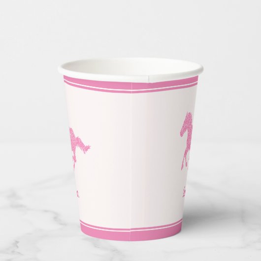 Kleine Meisje Naam Paard Liefhebber Roze Glitter V Papieren Bekers (Rechts)