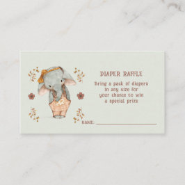 Kleine Meisje Olifant Baby shower Luier Raffle Informatiekaartje