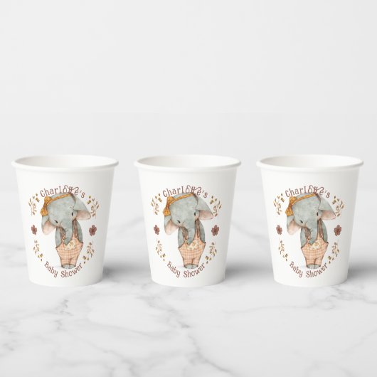 Kleine Meisje Olifant Baby shower Papieren Bekers (Multi)
