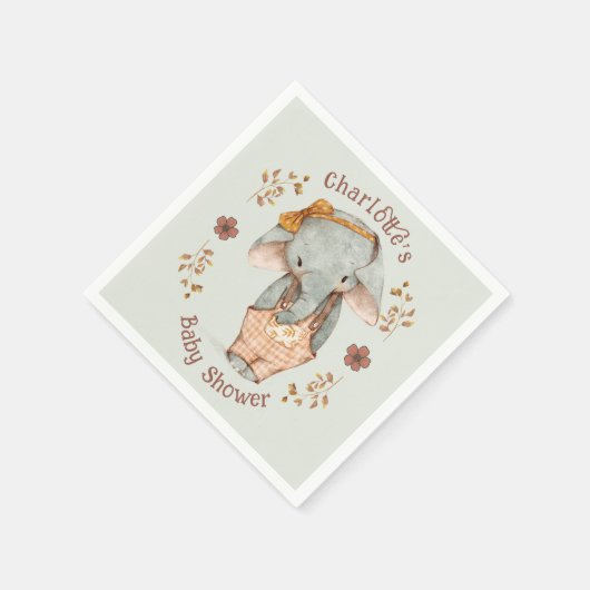 Kleine Meisje Olifant Baby shower Servet (Hoek)
