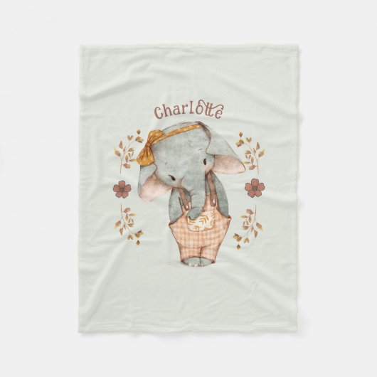 Kleine Meisje Olifant Fleece Deken (Voorkant)
