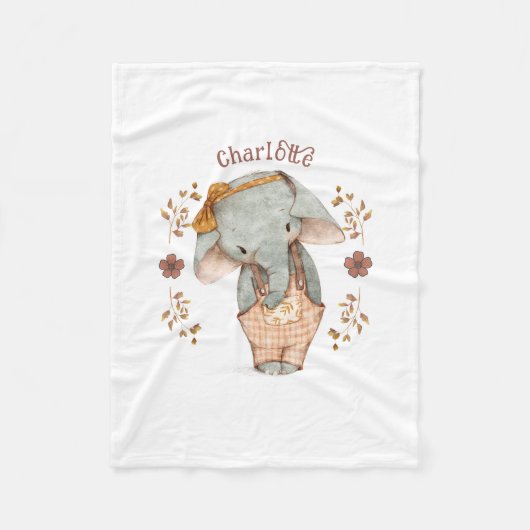 Kleine Meisje Olifant Fleece Deken (Voorkant)