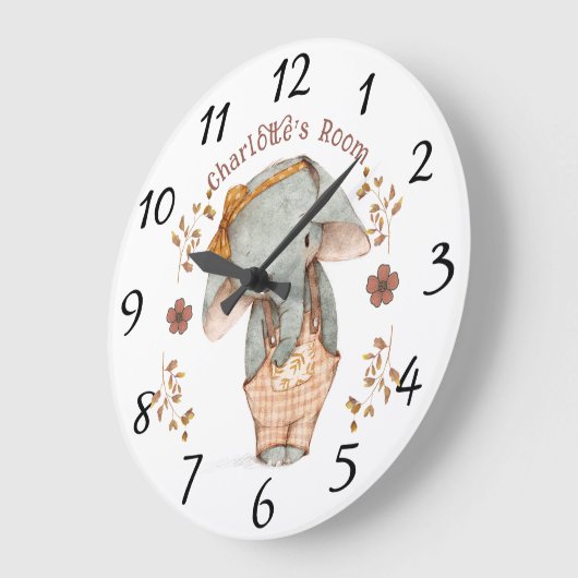 Kleine Meisje Olifant Gepersonaliseerd Grote Klok (Hoek)