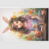 Kleine Meisje op Pasen 3 Decoupage Papier (Voorkant)