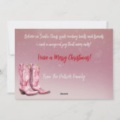 Kleine Meisje, Roze Cowboy Laarzen voor Kerstmis K Feestdagenkaart (Achterkant)