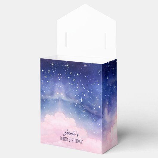 Kleine Meisje Roze en Navy Waterverf Twinkle Star Bedankdoosjes (Geopend)