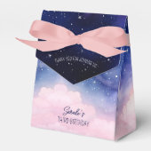 Kleine Meisje Roze en Navy Waterverf Twinkle Star Bedankdoosjes (Voorkant Zijde)