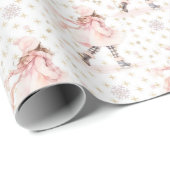 Kleine Meisje Roze Kerstmis Cadeaupapier (Rol Hoek)