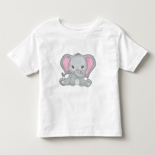 Kleine meisje roze oren olifant T-Shirt (Voorkant)