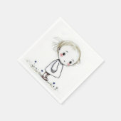 Kleine Meisje Schets in Wildflowers Servet (Hoek)