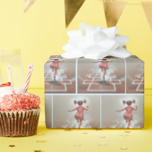 Kleine Meisje Spelen Hopscotch Cadeaupapier