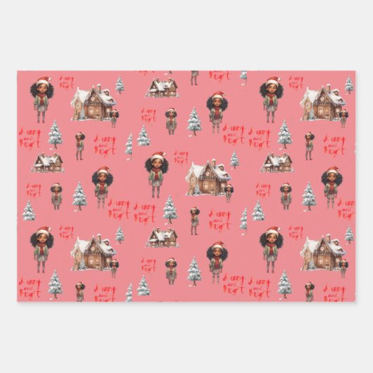 Kleine Meisje Vakantie Inpakpapier Vel (Voorkant 3)