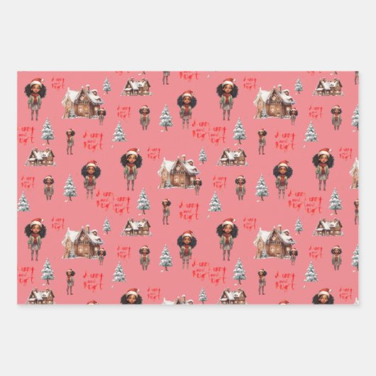 Kleine Meisje Vakantie Inpakpapier Vel (Voorkant 2)